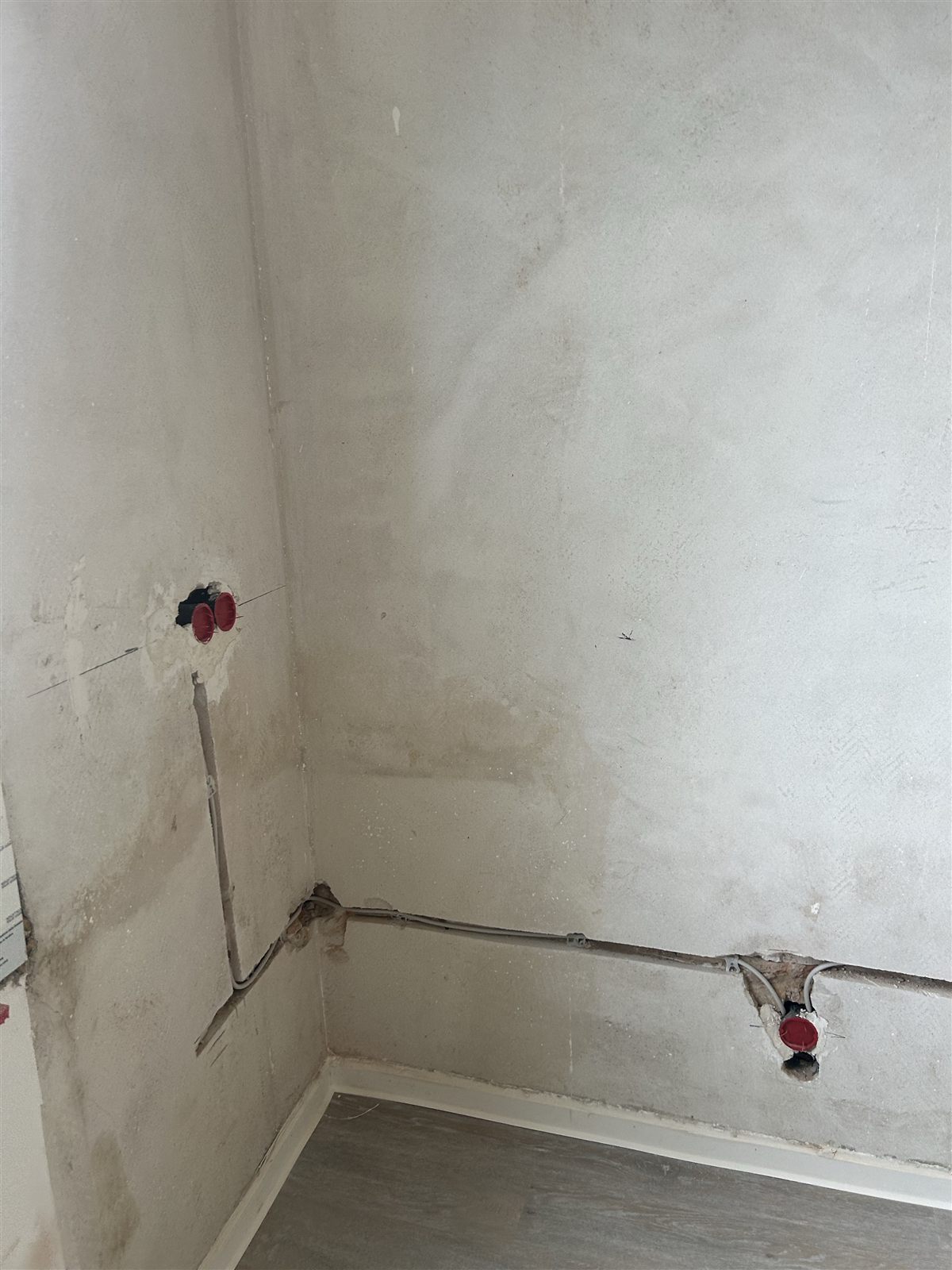 Prepared connection points for the new kitchen