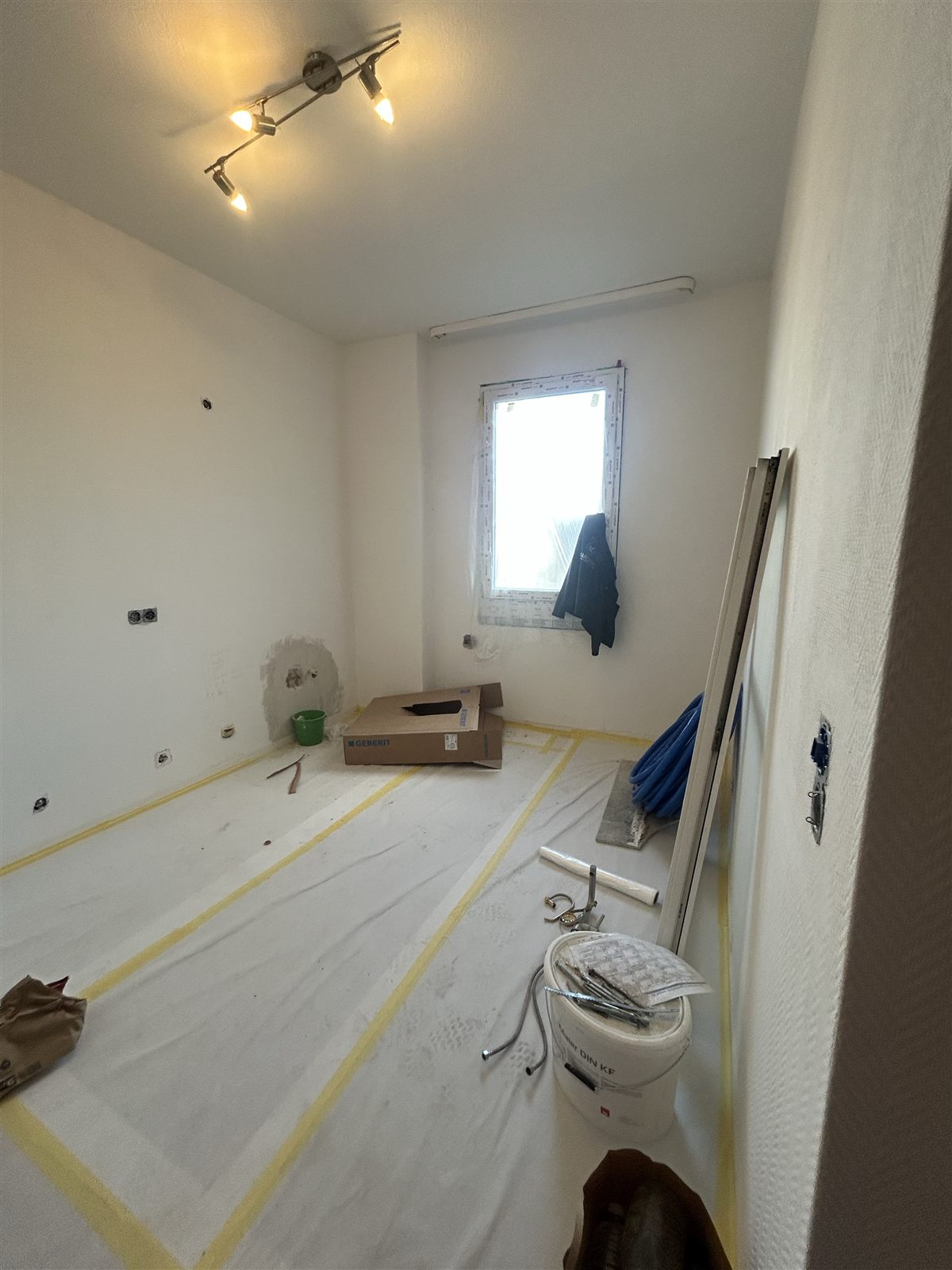 Prepared kitchen space before installation work