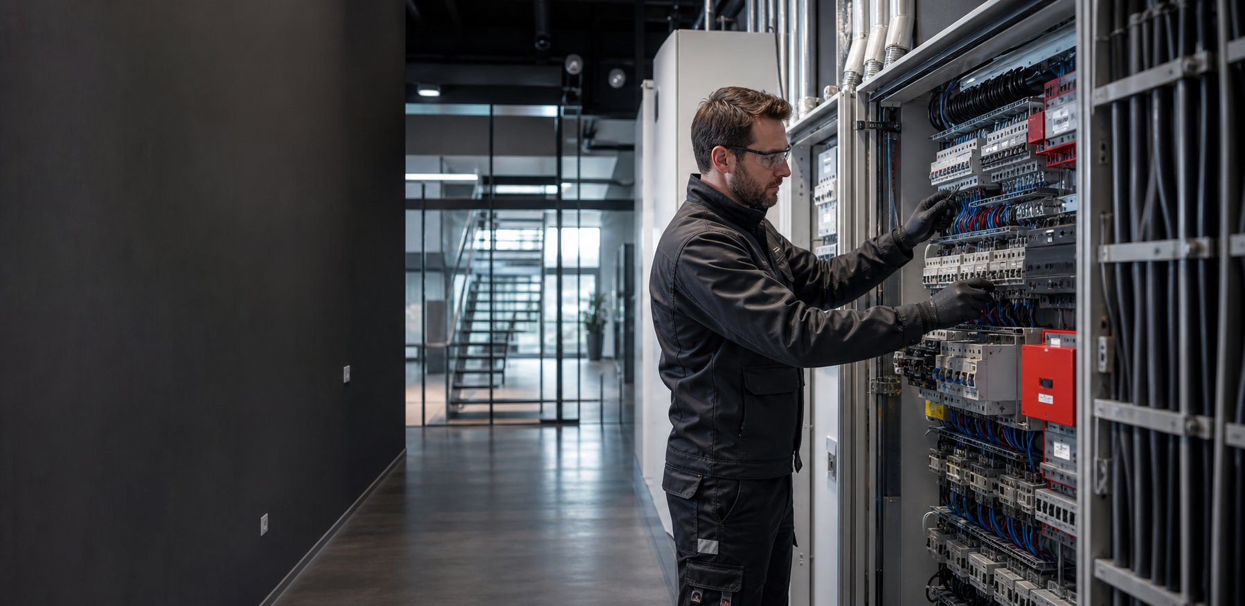 Elektroarbeiten in einem modernen Gewerbeobjekt